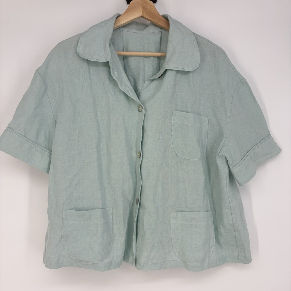 Linenshed Linen Top L Natural Shabby Chic Quiet Luxury Beach Coastal‎ Lagenlook